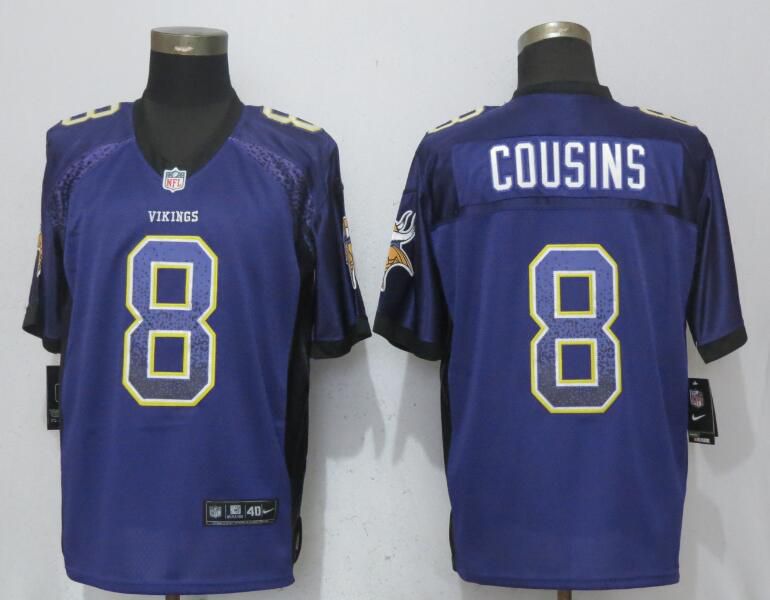 Men Minnesota Vikings #8 Cousins Drift Fashion Purple Elite New Nike NFL Jerseys